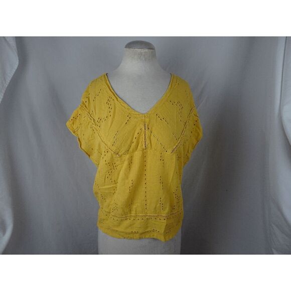 PrAna 100% Organic Cotton Women Yellow Top Size L - Picture 1 of 9
